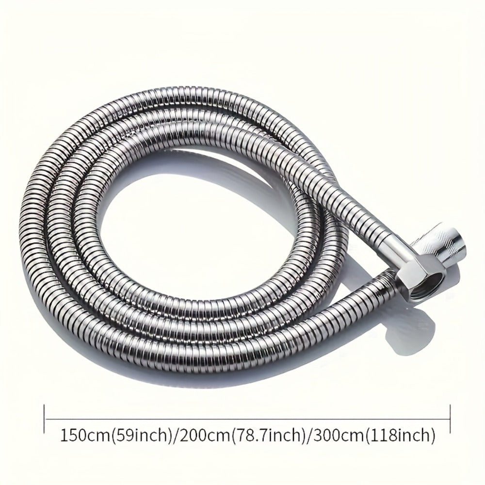 Flexible Stainless Steel Shower Hose Electroplated - Round Shape, Wall-Mounted Easy Install, for Rainfall Shower Heads & Sprayers, 59¡± / 78.7¡± / 118¡± Length Options, Chrome Finish