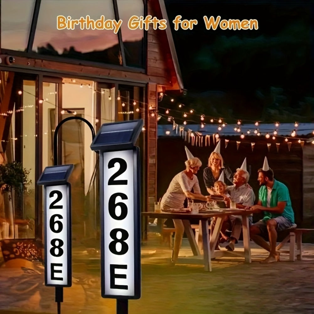 Solar Column Sign Light LED Address Sign Light Outdoor - Automatic Dusk to Dawn Solar Powered Post Light for Home Driveway Gate Lawn Floor Yard, No Wiring Waterproof Commercial Address Identification Light