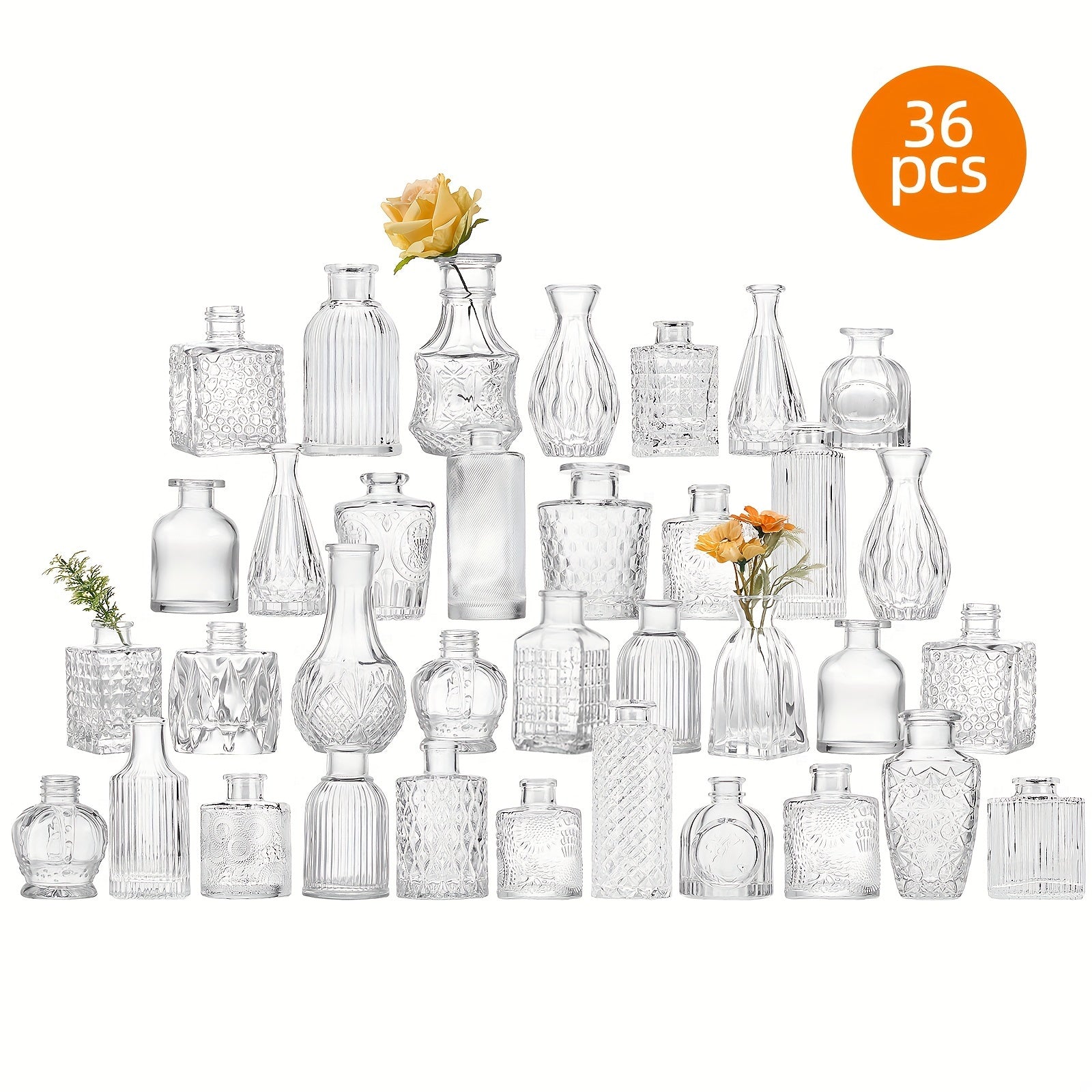 Mini Clear Bud Vases Set Wedding Centerpieces for Tables Small Glass Flower Vases for Birthday Party Anniversary Home Decor Mother's Day Bulk Set 9 12 24 36 54pcs