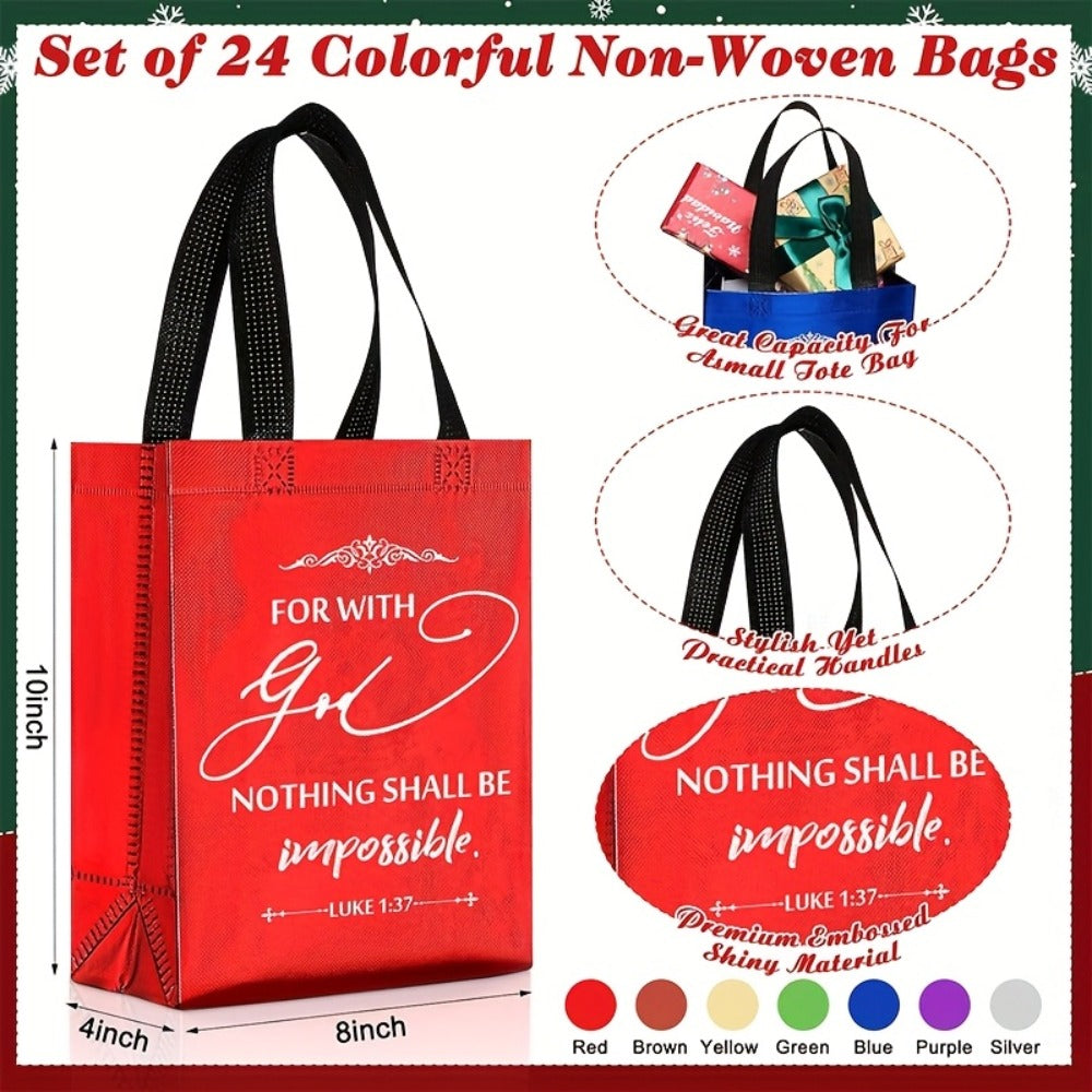 Christian Gift Bags Bulk 48pcs with Handles | Bible Verse Religious Gift Bags Medium Size | Reusable Church Bags for Father's Day, Baptism, Wedding, Party Favors, Church Visitors | Bright Mixed Colors