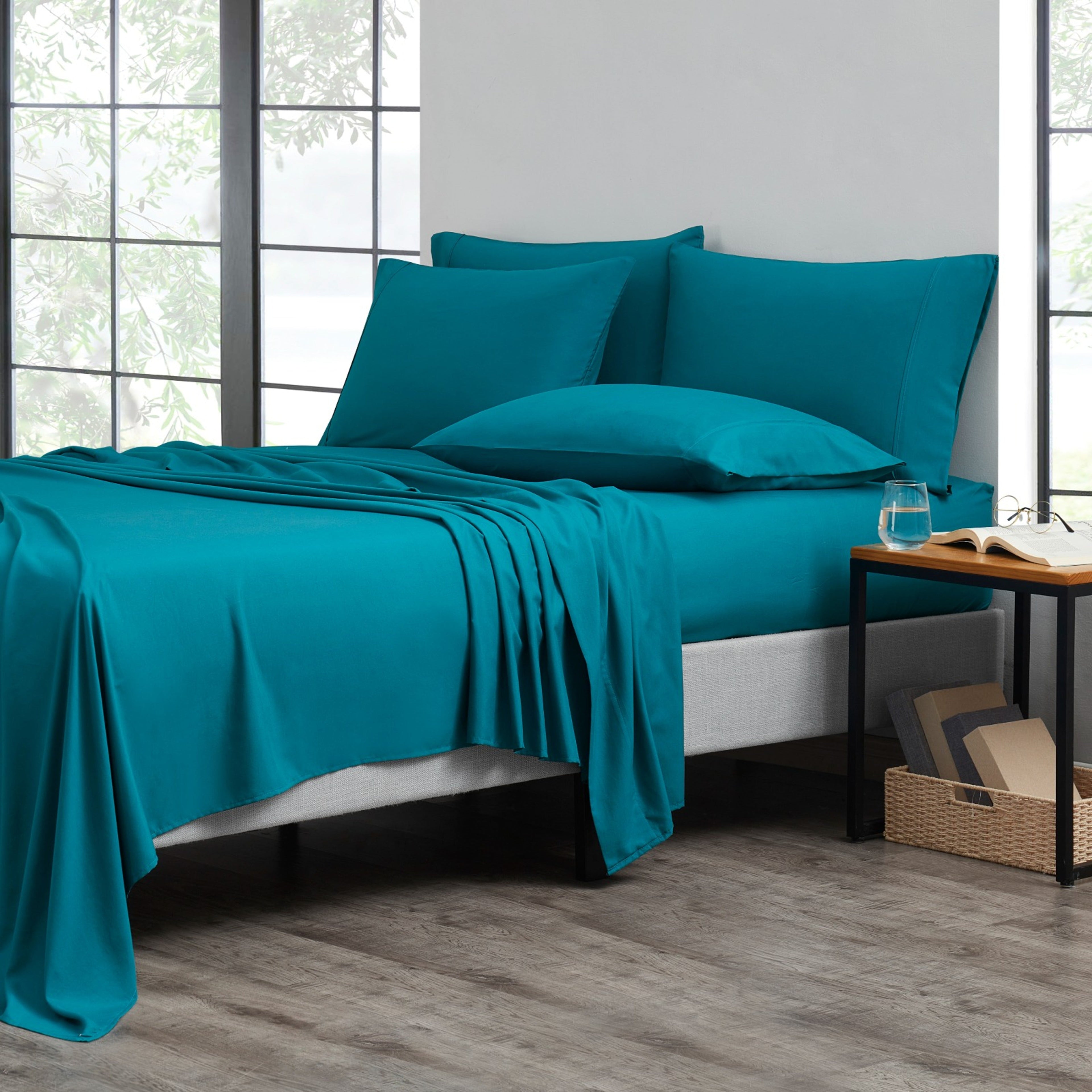 Bamboo Sheet Set 6 Piece Cooling Bed Sheets with Deep 16 Inch Pockets - 2000 Thread Count Microfiber Bamboo Blend Fitted Flat Sheets Pillowcases Twin Full Queen King Cal King