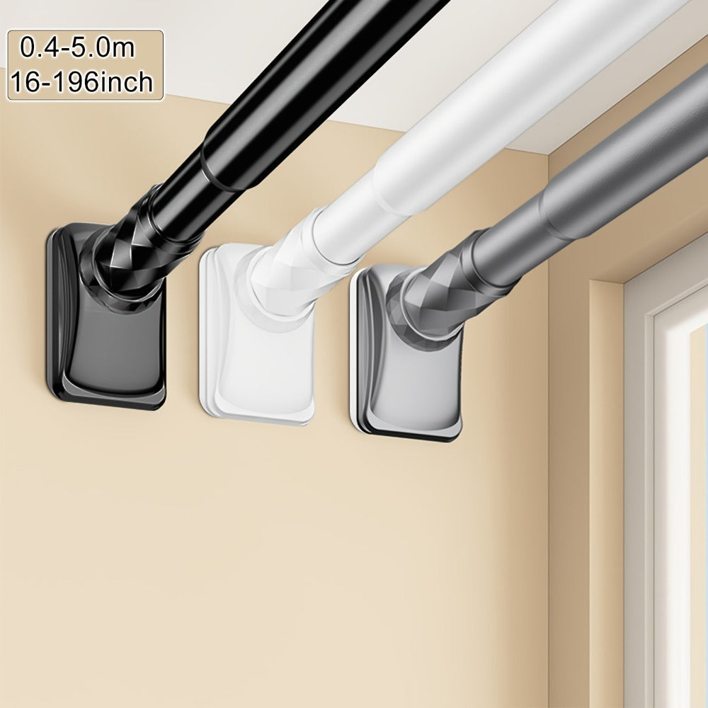 Telescopic Curtain Rod No Drill 15.75¡±-196.85¡± Adjustable Shower Curtain Rod 33mm for Large Windows