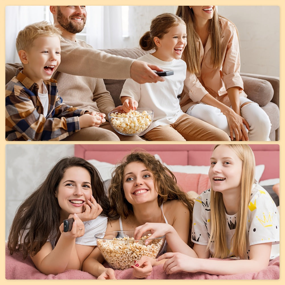 Popcorn Machine 800W Electric Stirring Popcorn Maker ¨C 6-Quart Non-Stick Plate, Quick-Heat Technology, Cool-Touch Handles, 2-in-1 Lid & Bowl for Home Movie Night