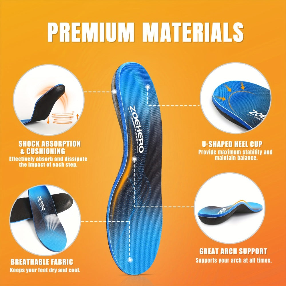 Arch Support Insoles for Men & Women, Heavy Duty Orthotic Shoe Inserts for Flat Feet, Plantar Fasciitis & Overpronation, Shock Absorbing Breathable Insoles for Work Boots, Running, Hiking, Standing All Day ¨C 6 Sizes