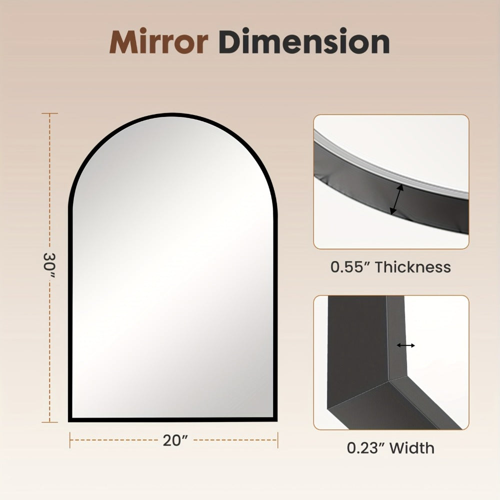 Arched Bathroom Mirror Metal Frame Wall Mounted Vanity Mirror Golden Black