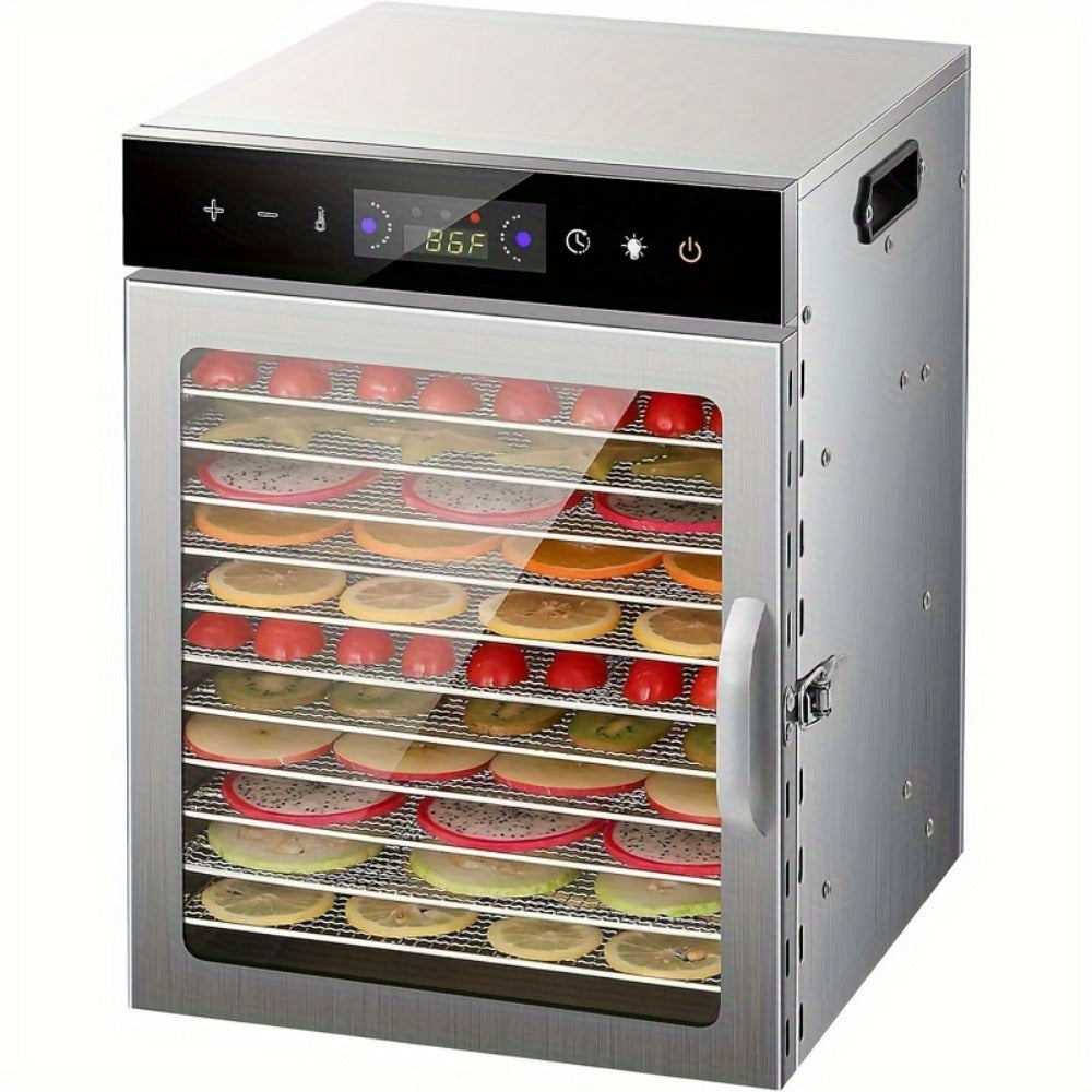 Food Dehydrator 12 Stainless Steel Trays 800W 24H Digital Timer 86-194¡ãF Temperature Control 360¡ã Hot Air Circulation for Jerky Fruit Herbs Vegetables with Recipe Book