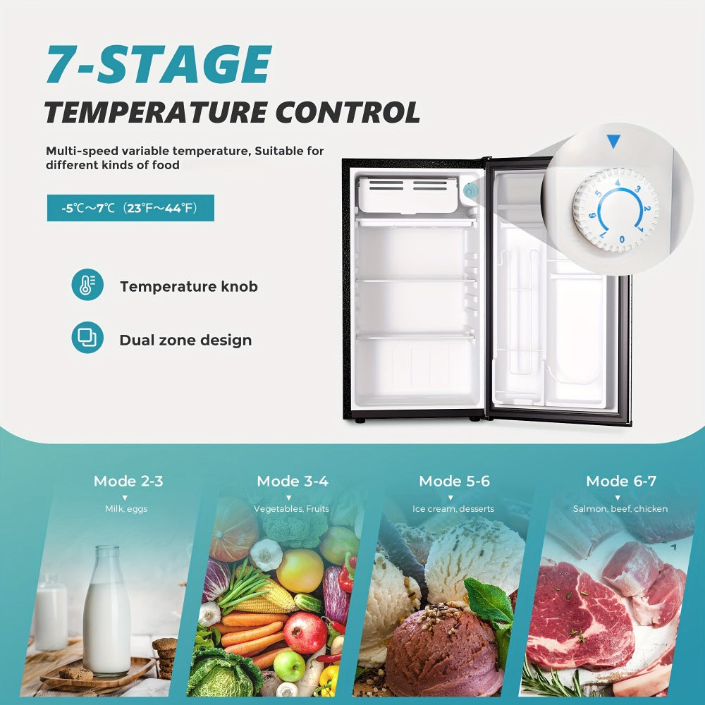 Mini Fridge with Freezer 1.7/3.5 Cu.Ft - Compact Refrigerator with Adjustable Thermostat, Energy Saving, Quiet 38dB, Perfect for Dorm, Bedroom, Apartment, Office & Home Use