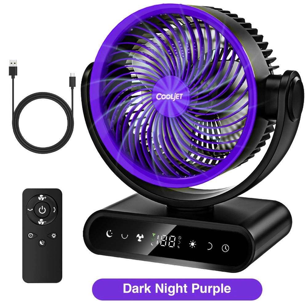 Camping Fan with LED Light Battery Powered 20000mAh 40000mAh 9-Inch 5-Speed Remote Control 90¡ã Tilt 120¡ã Oscillating Quiet Air Circulator for Outdoor Home