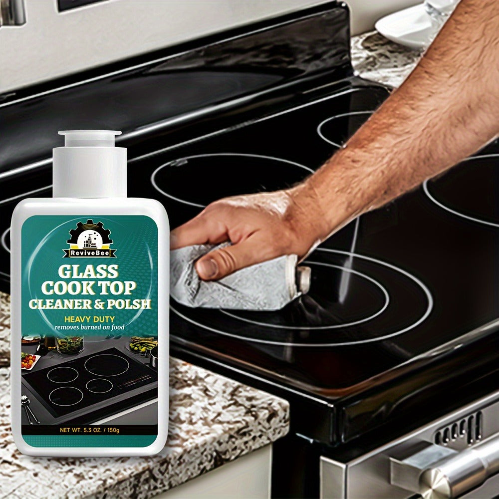 Glass Cooktop Cleaner and Polish ¨C Powerful Stain Remover, Removes Oil Film, Water Spots & Burnt-On Residue, Long-Lasting Surface Protection for Ceramic & Induction Cooktops ¨C 5 Pack Value Set