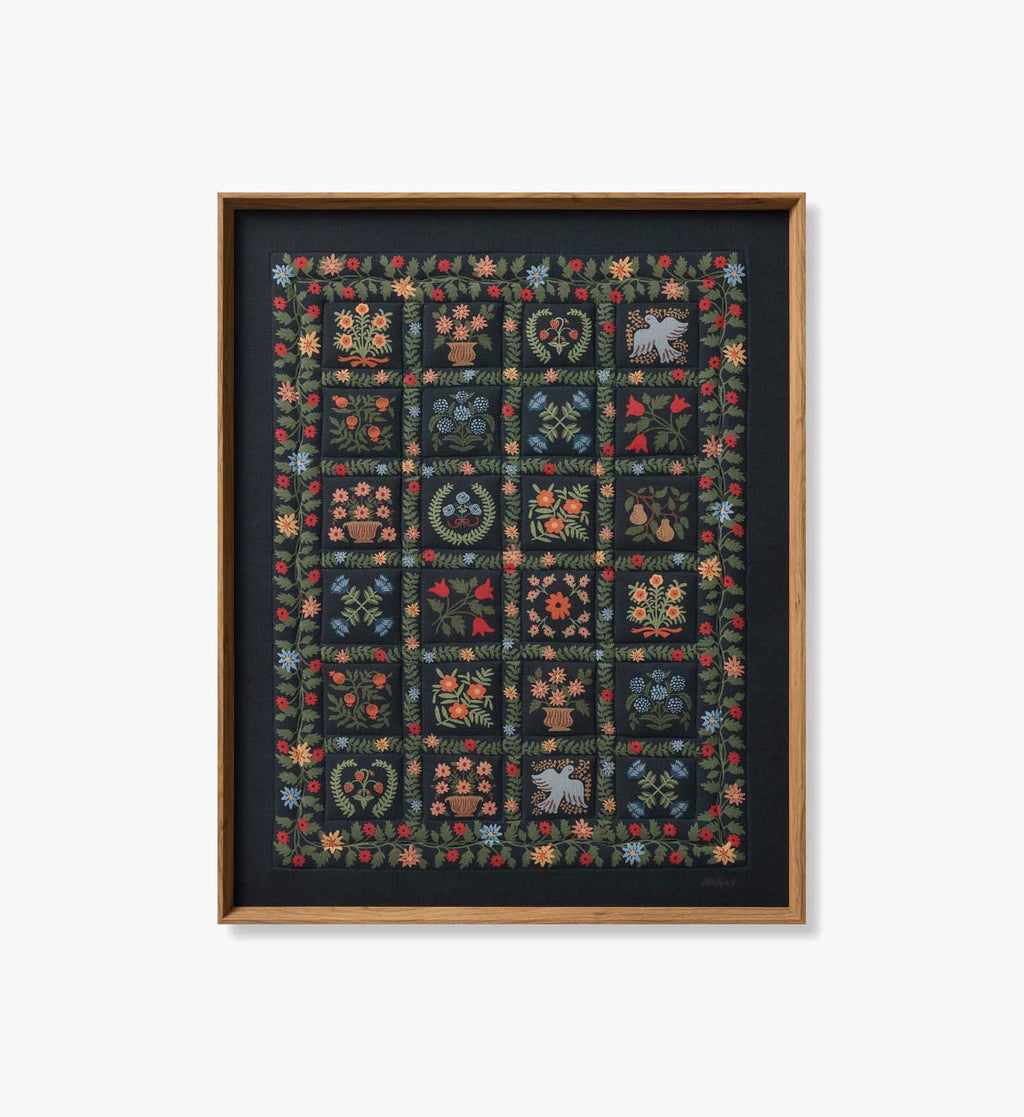 Framed Wall Art - Helena Quilt Navy
