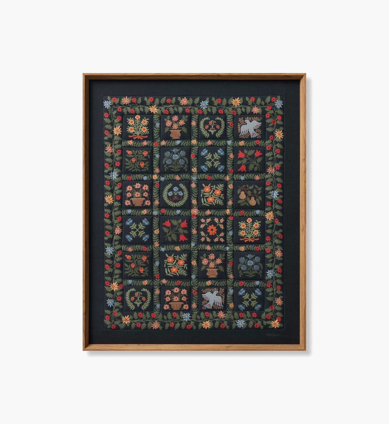 Framed Wall Art - Helena Quilt Navy