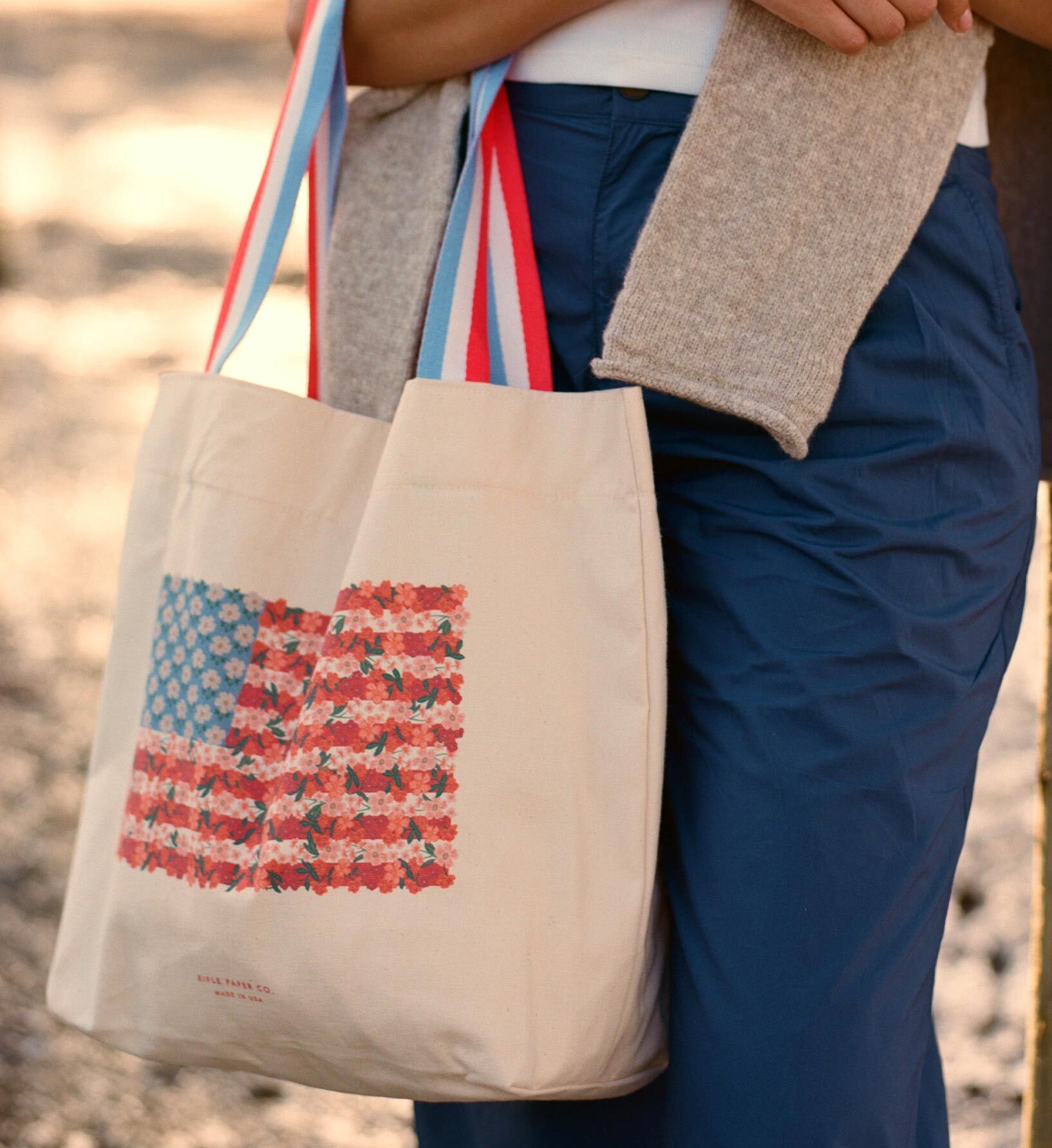 East West Canvas Tote Bag - Americana