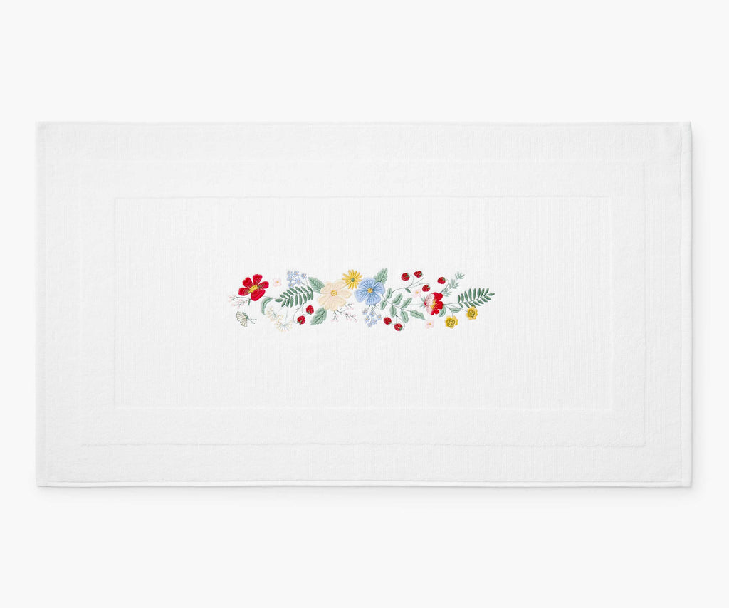 Embroidered Bath Mat - Strawberry Fields
