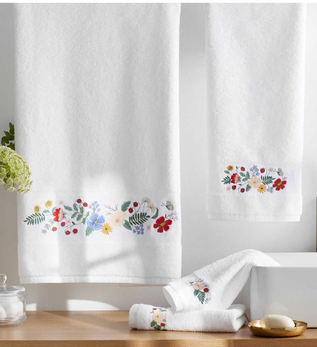 Embroidered Hand Towel - Strawberry Fields