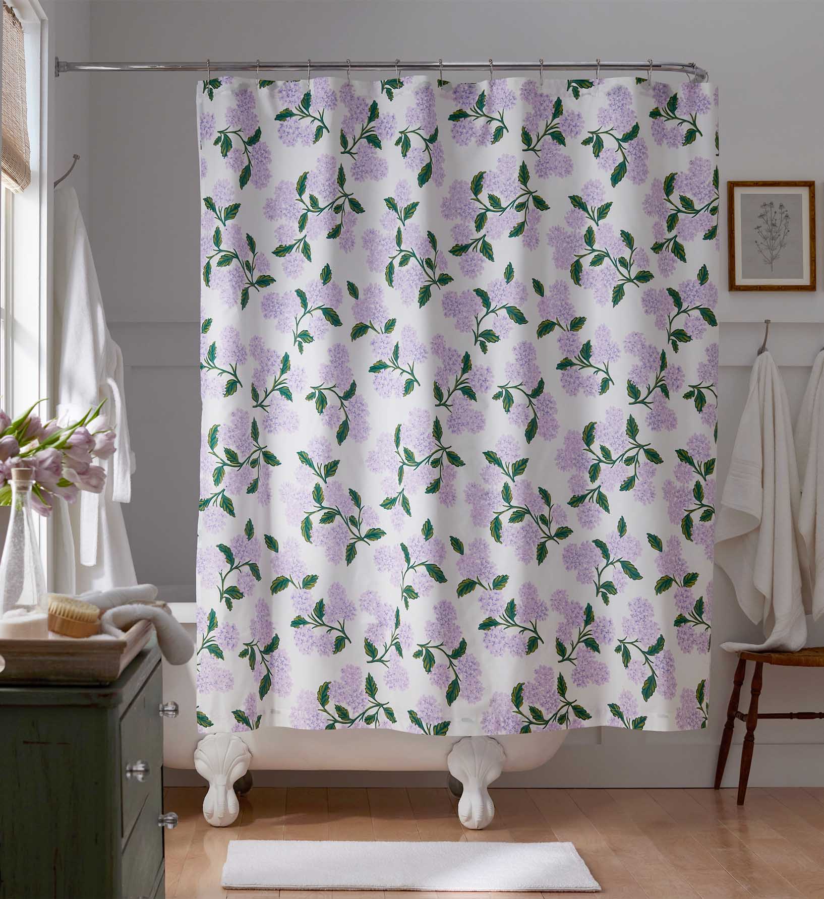 Percale Shower Curtain - Hydrangea Lilac