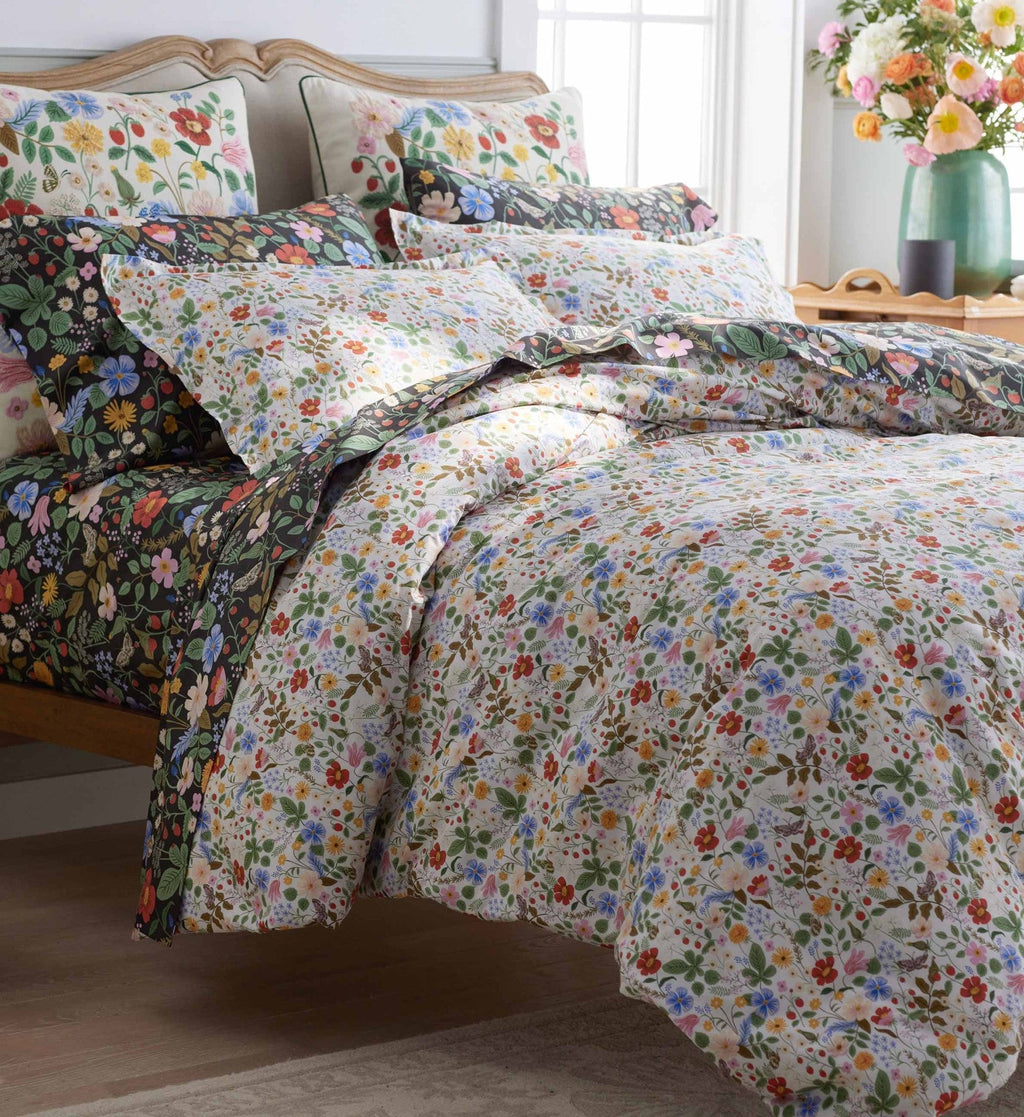 Percale Comforter - Strawberry Fields White