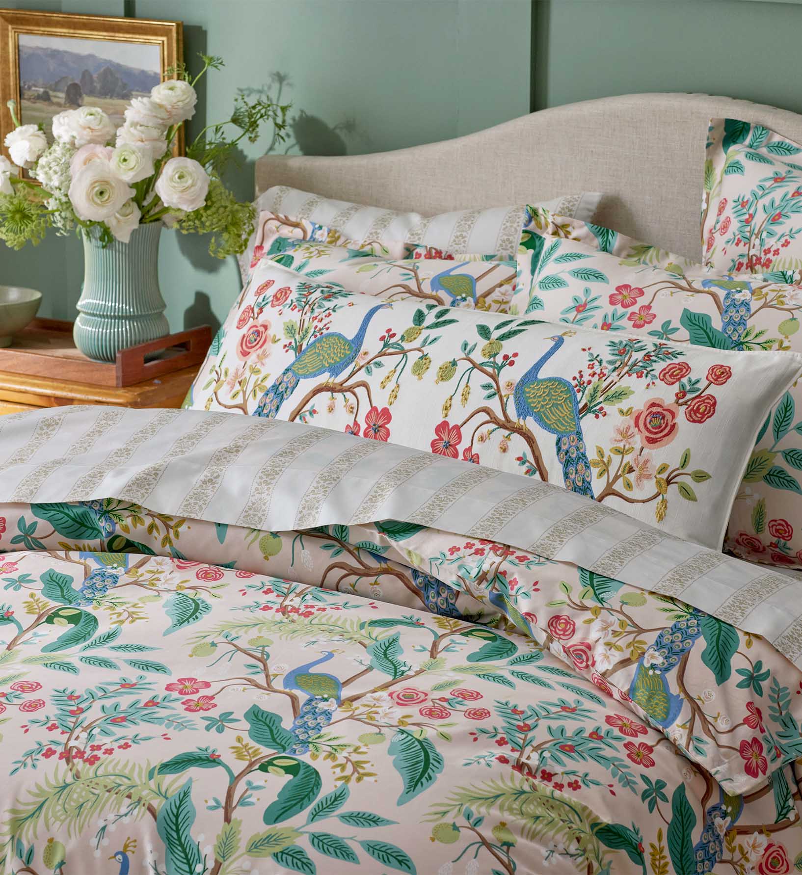Sateen Duvet Cover - Peacock Blush