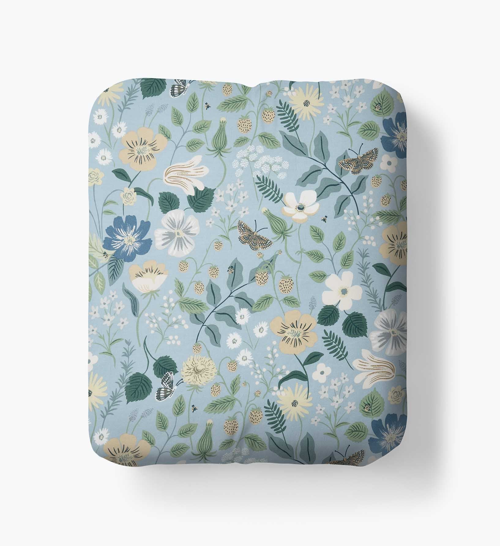 Percale Fitted Sheet - Strawberry Fields Slate