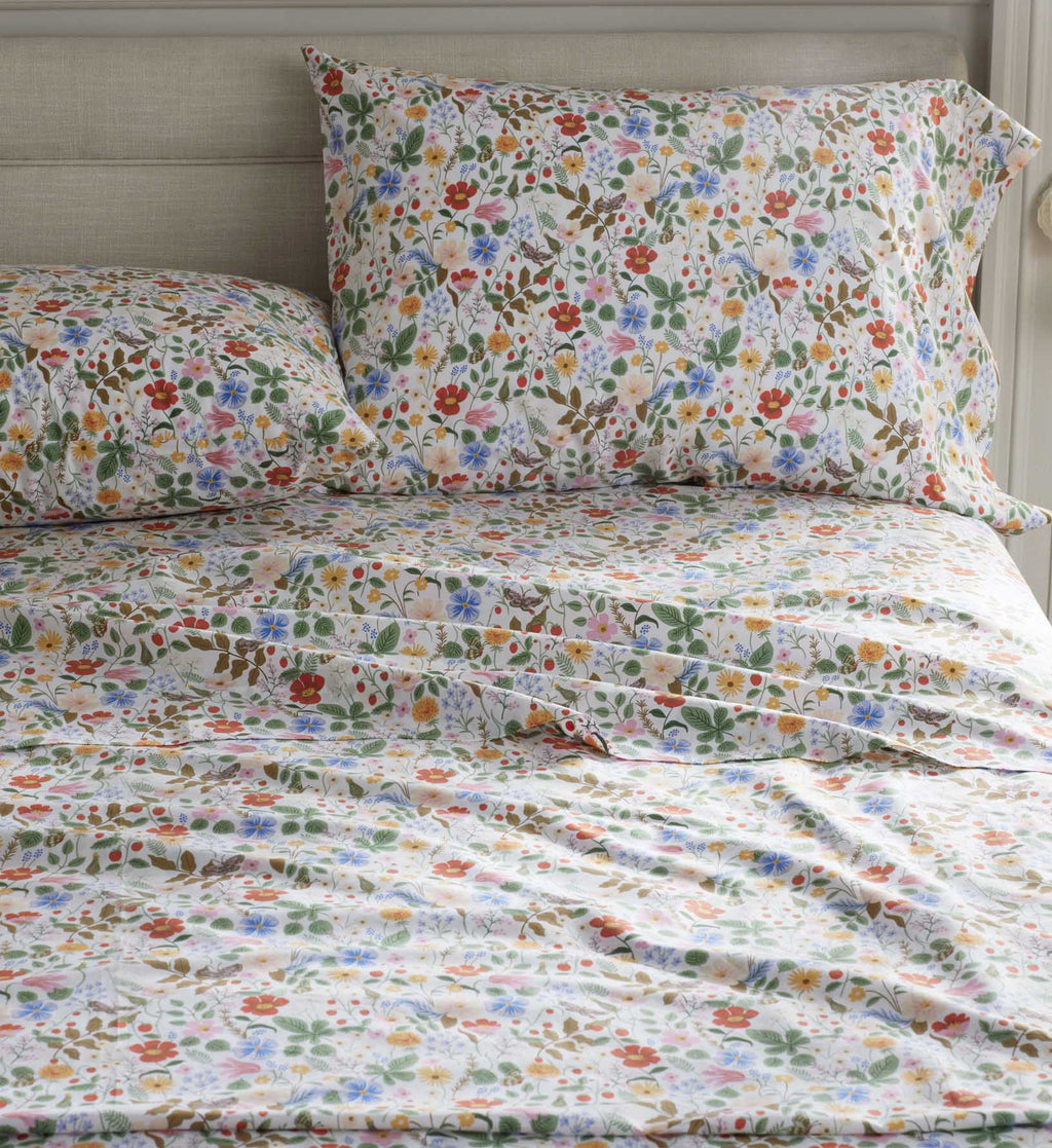 Percale Pillowcases - Strawberry Fields White