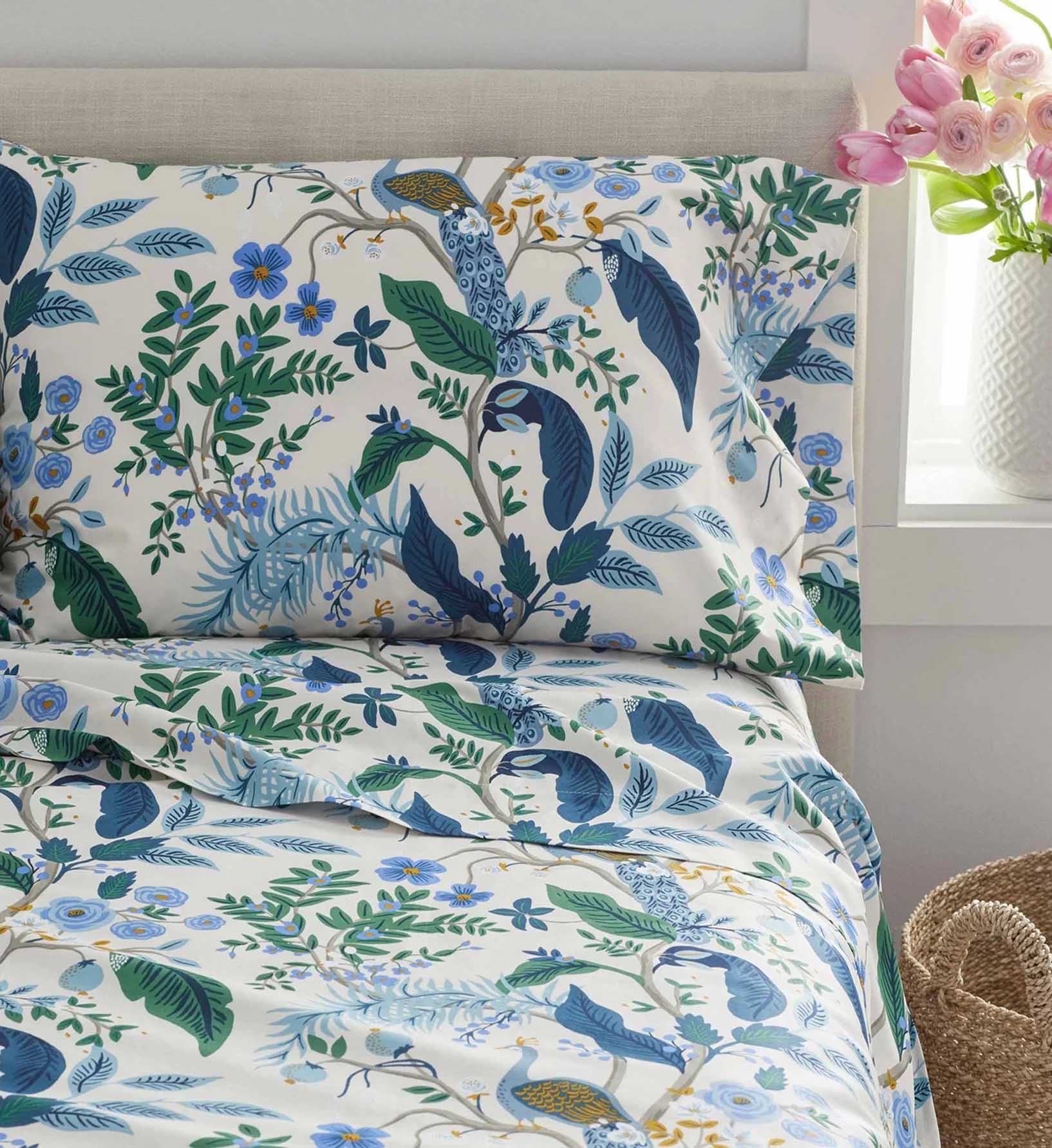 Sateen Fitted Sheet - Peacock Ivory