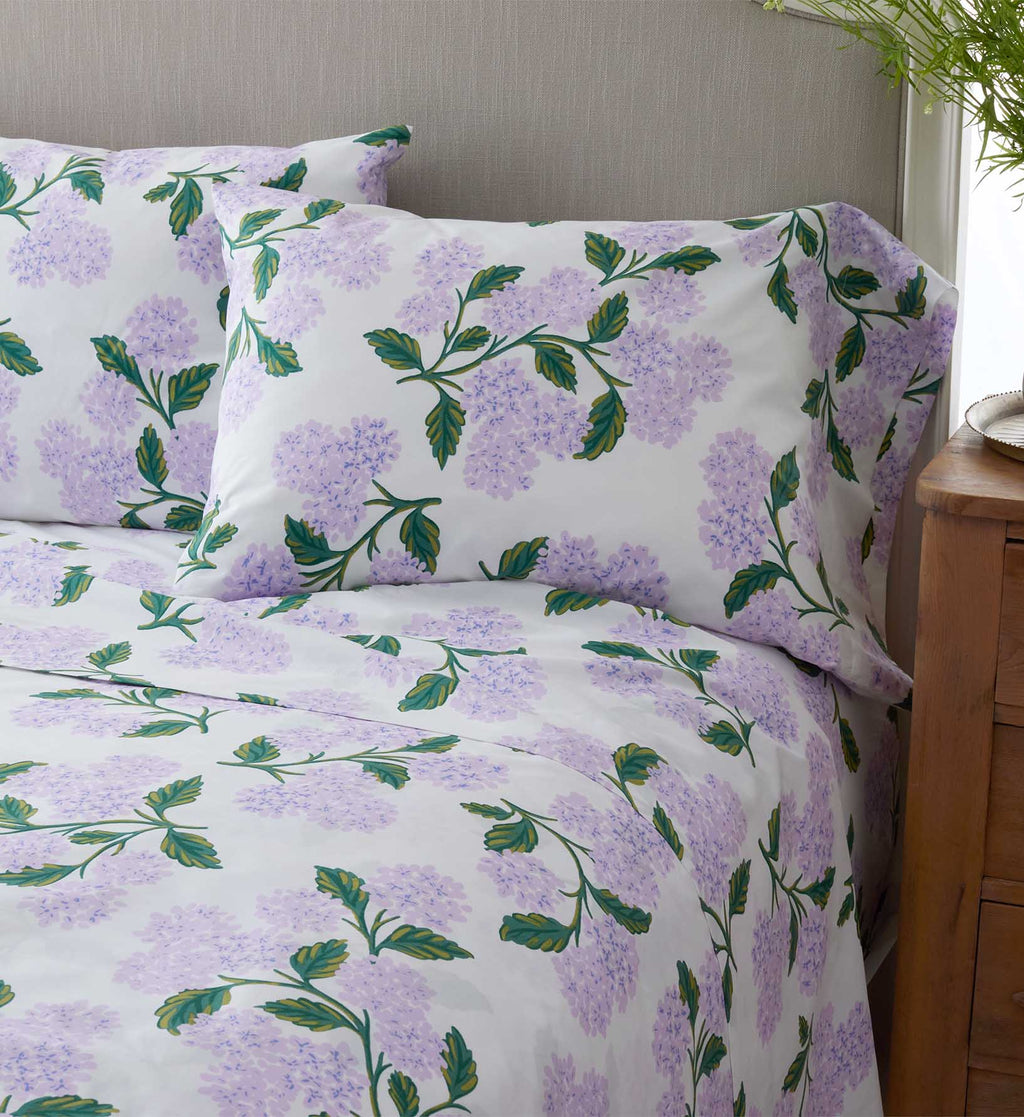 Percale Flat Sheet - Hydrangea Lilac