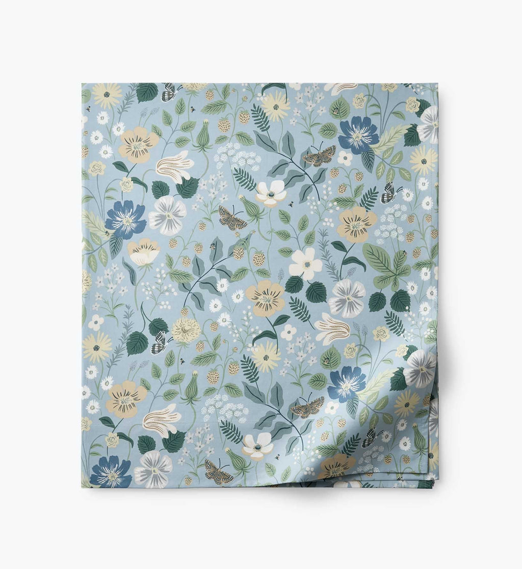 Percale Flat Sheet - Strawberry Fields Slate