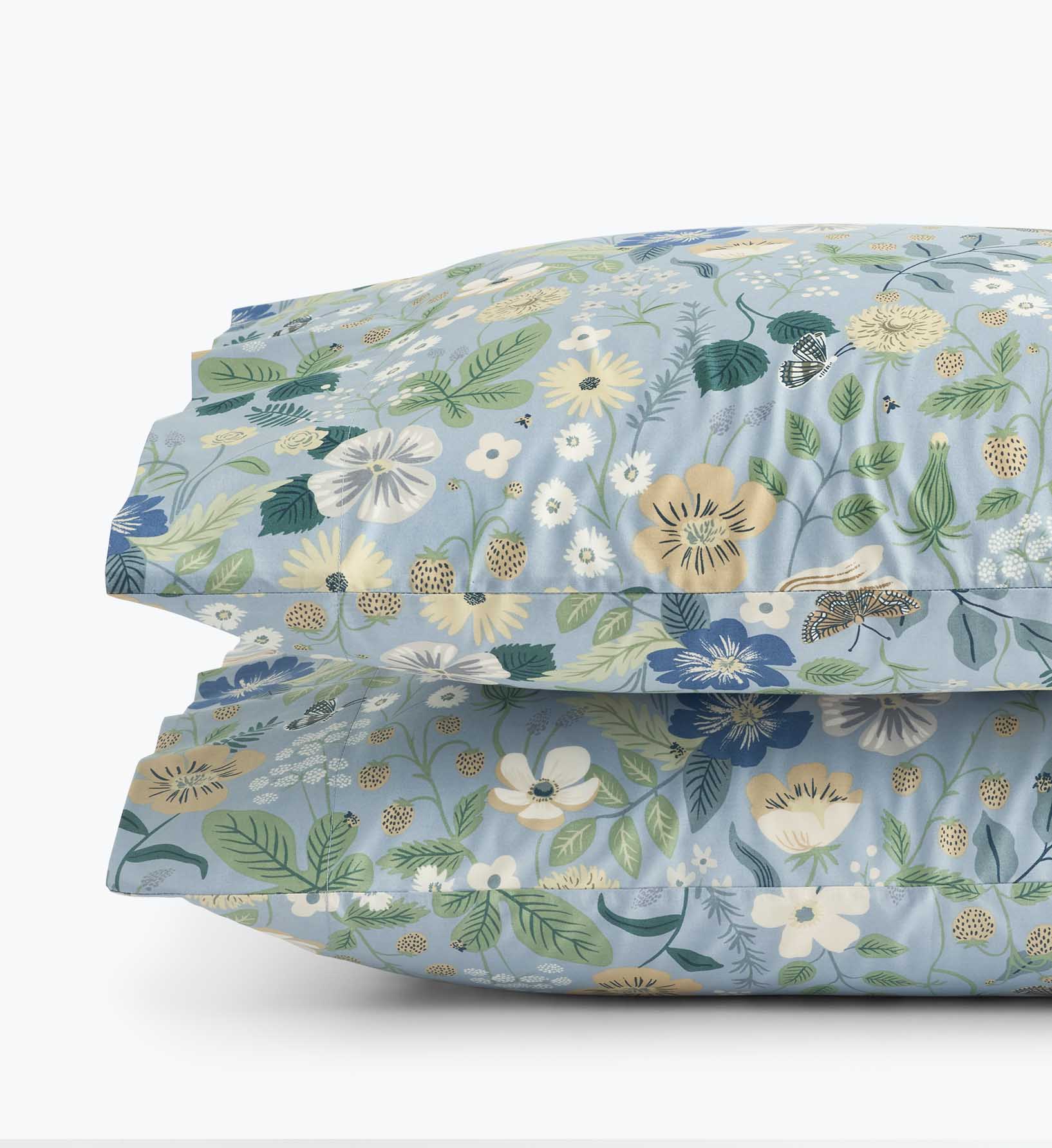 Percale Pillowcases - Strawberry Fields Slate