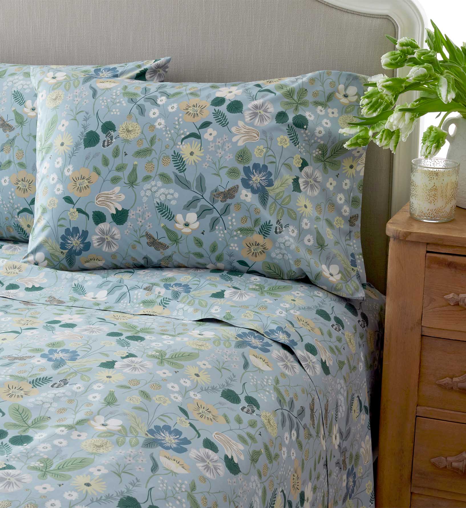 Percale Pillowcases - Strawberry Fields Slate