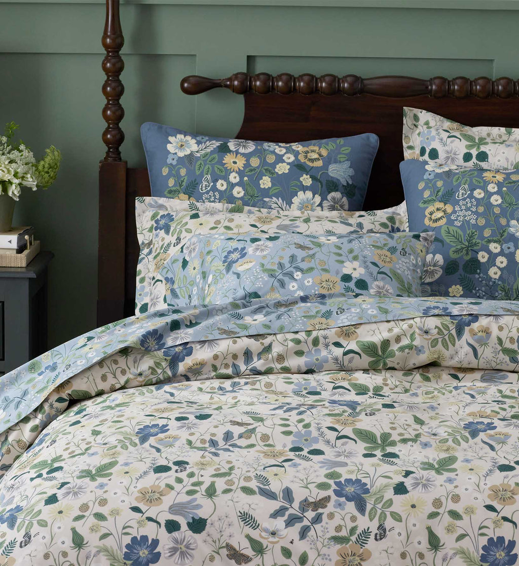 Percale Pillowcases - Strawberry Fields Slate