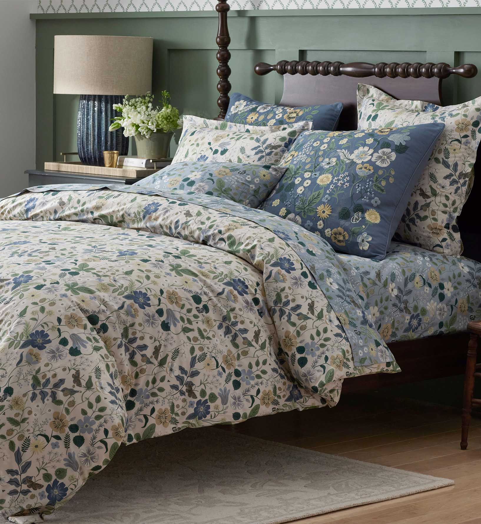 Percale Pillowcases - Strawberry Fields Slate