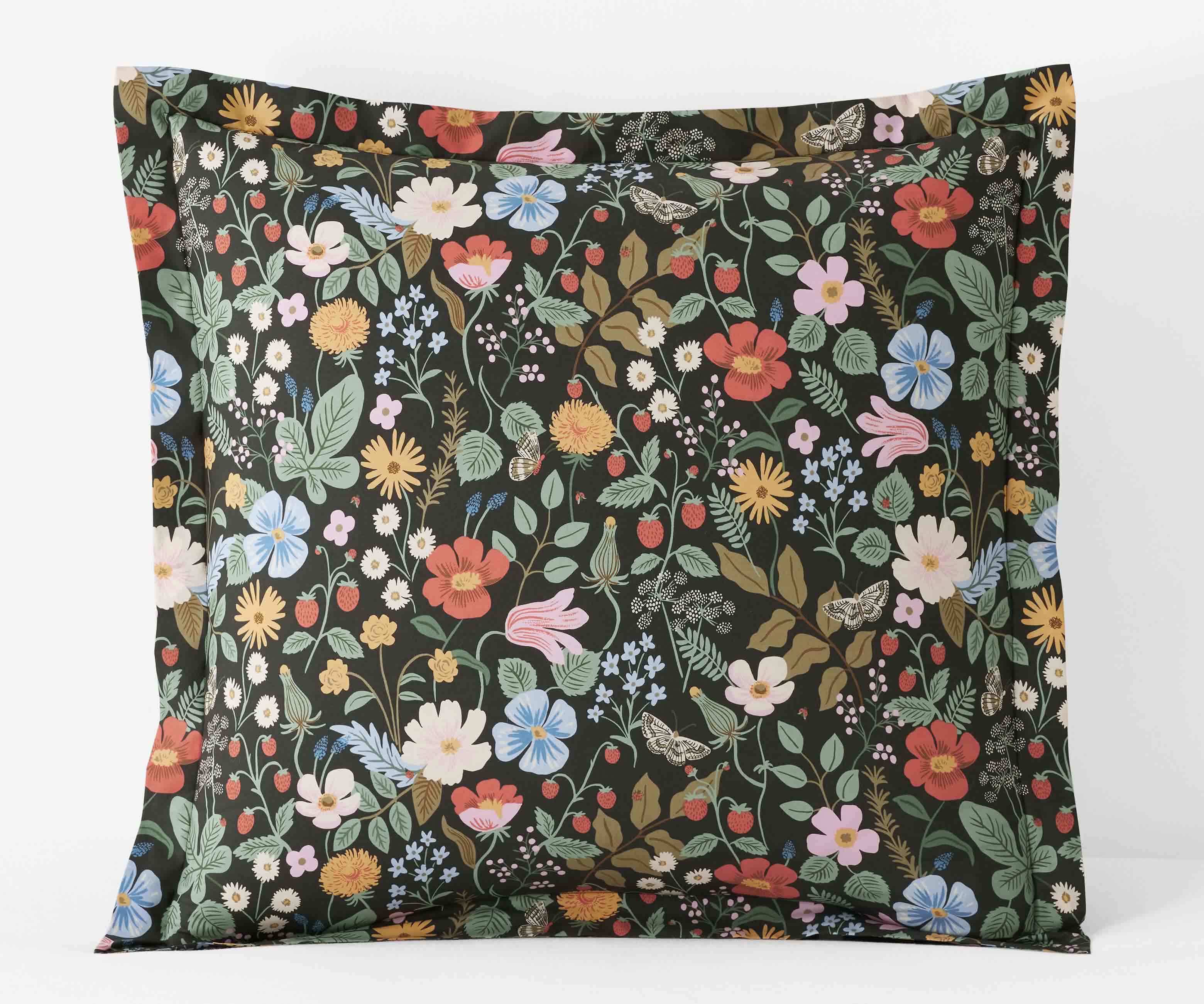 Percale Sham - Strawberry Fields Black