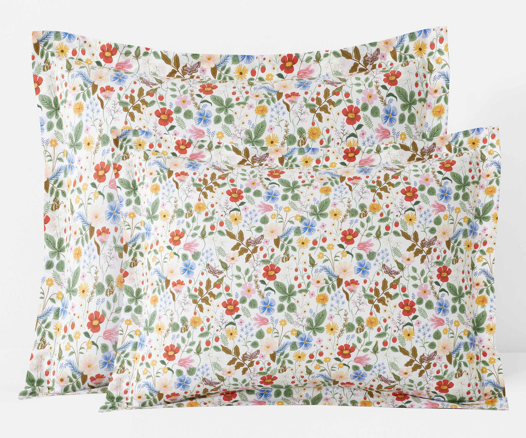 Percale Sham - Strawberry Fields White
