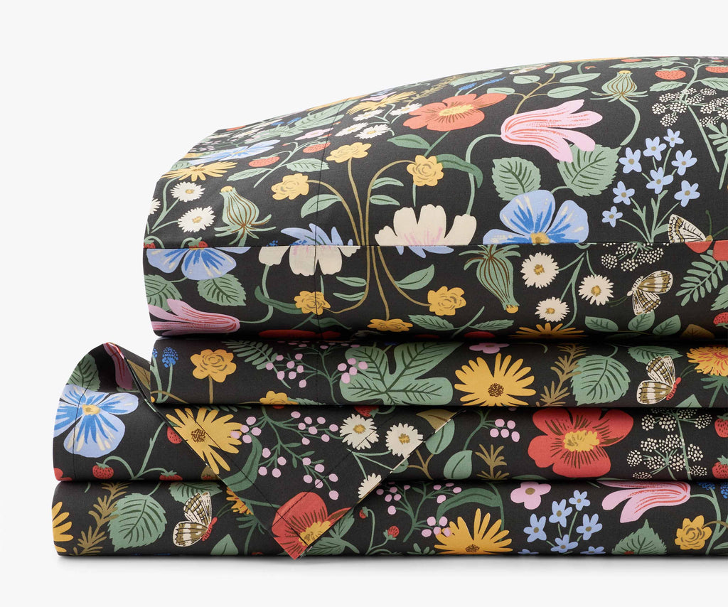 Percale Sheet Set - Strawberry Fields Black