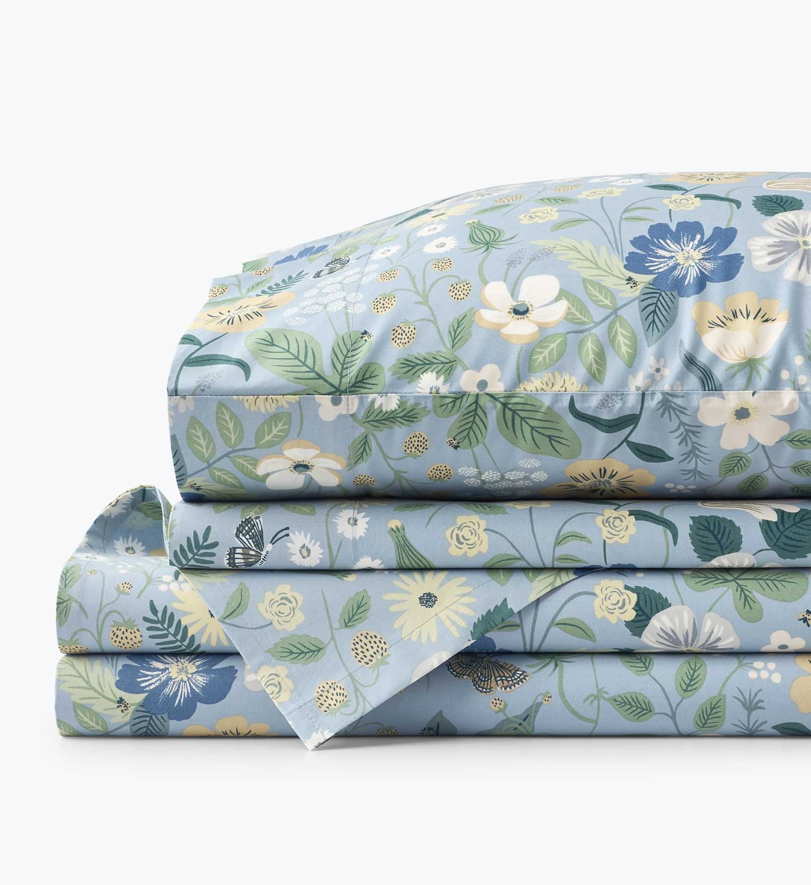Percale Sheet Set - Strawberry Fields Slate