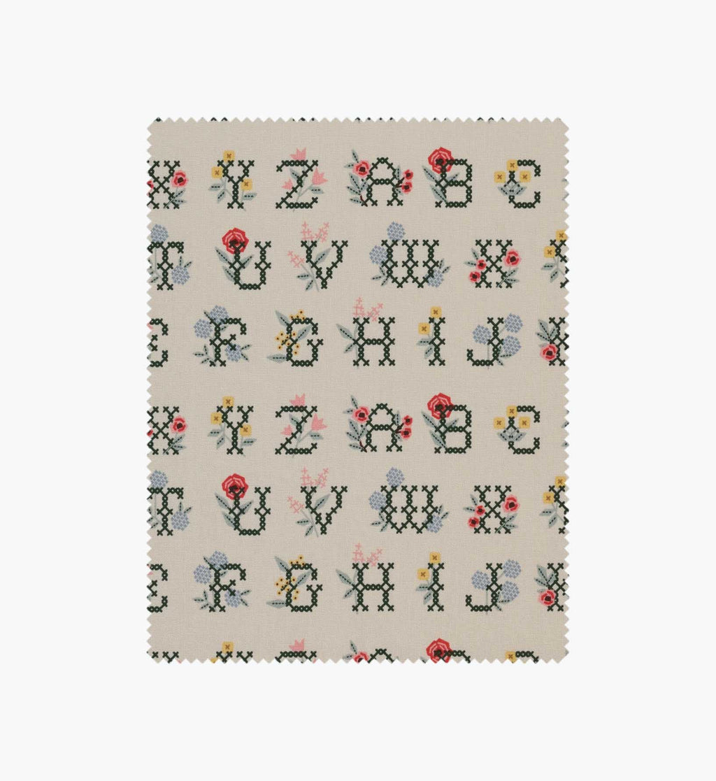 Cross Stitch Letters Canvas Fabric - Linen