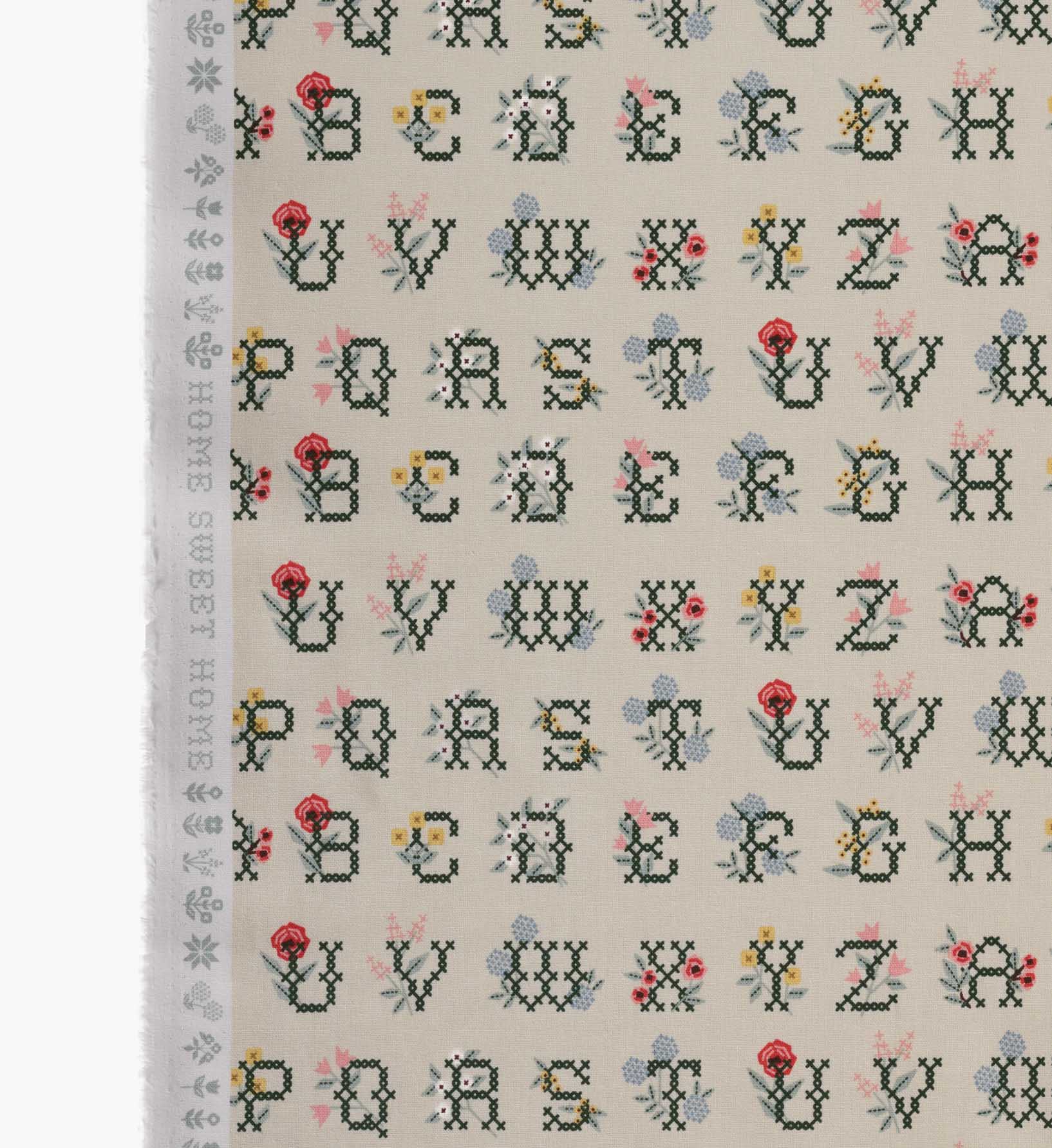 Cross Stitch Letters Canvas Fabric - Linen