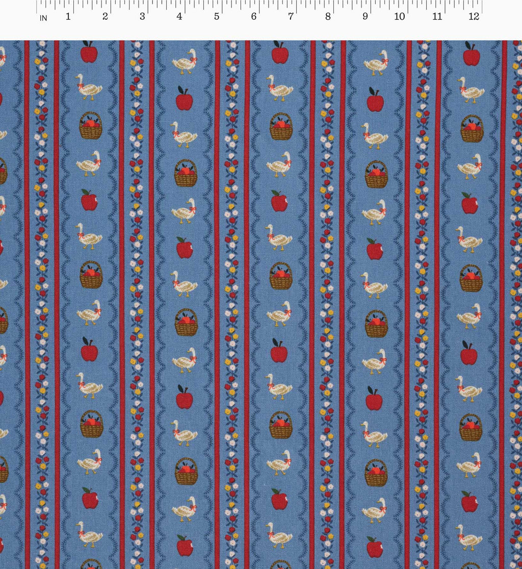 Farmhouse Stripe Canvas Fabric - Blue