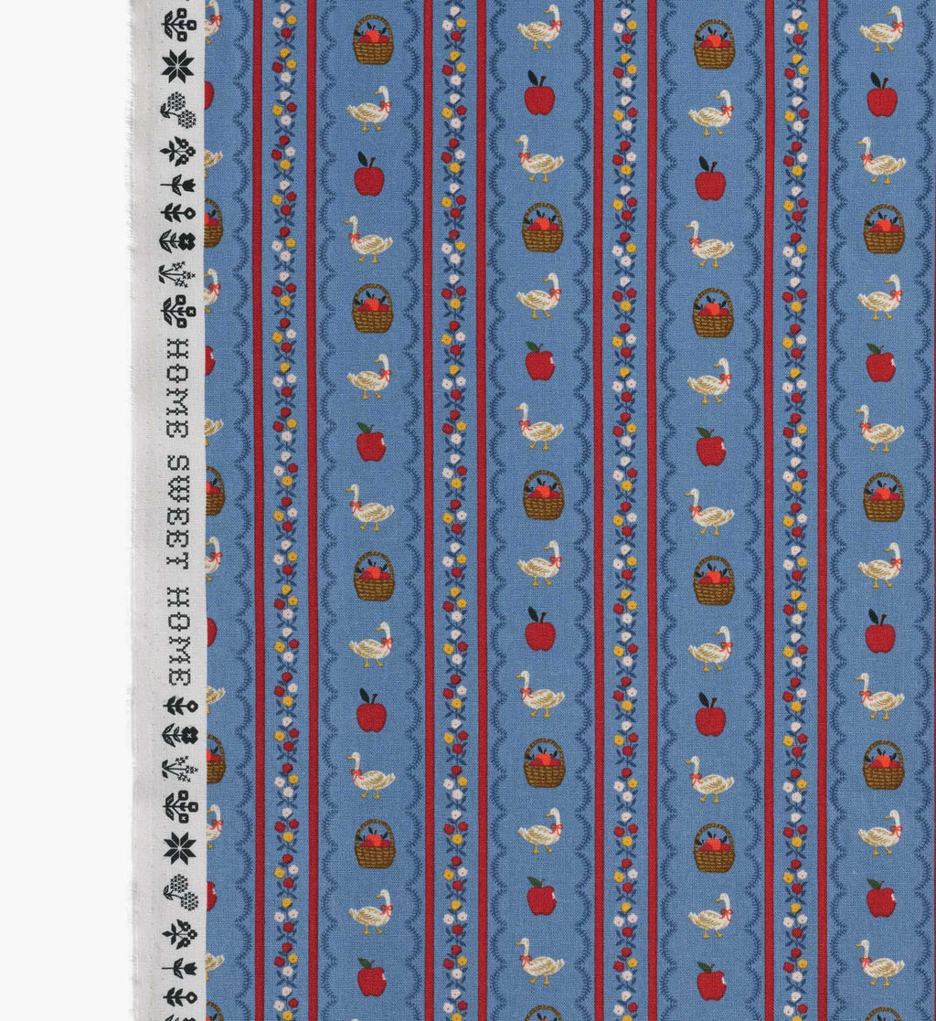 Farmhouse Stripe Canvas Fabric - Blue