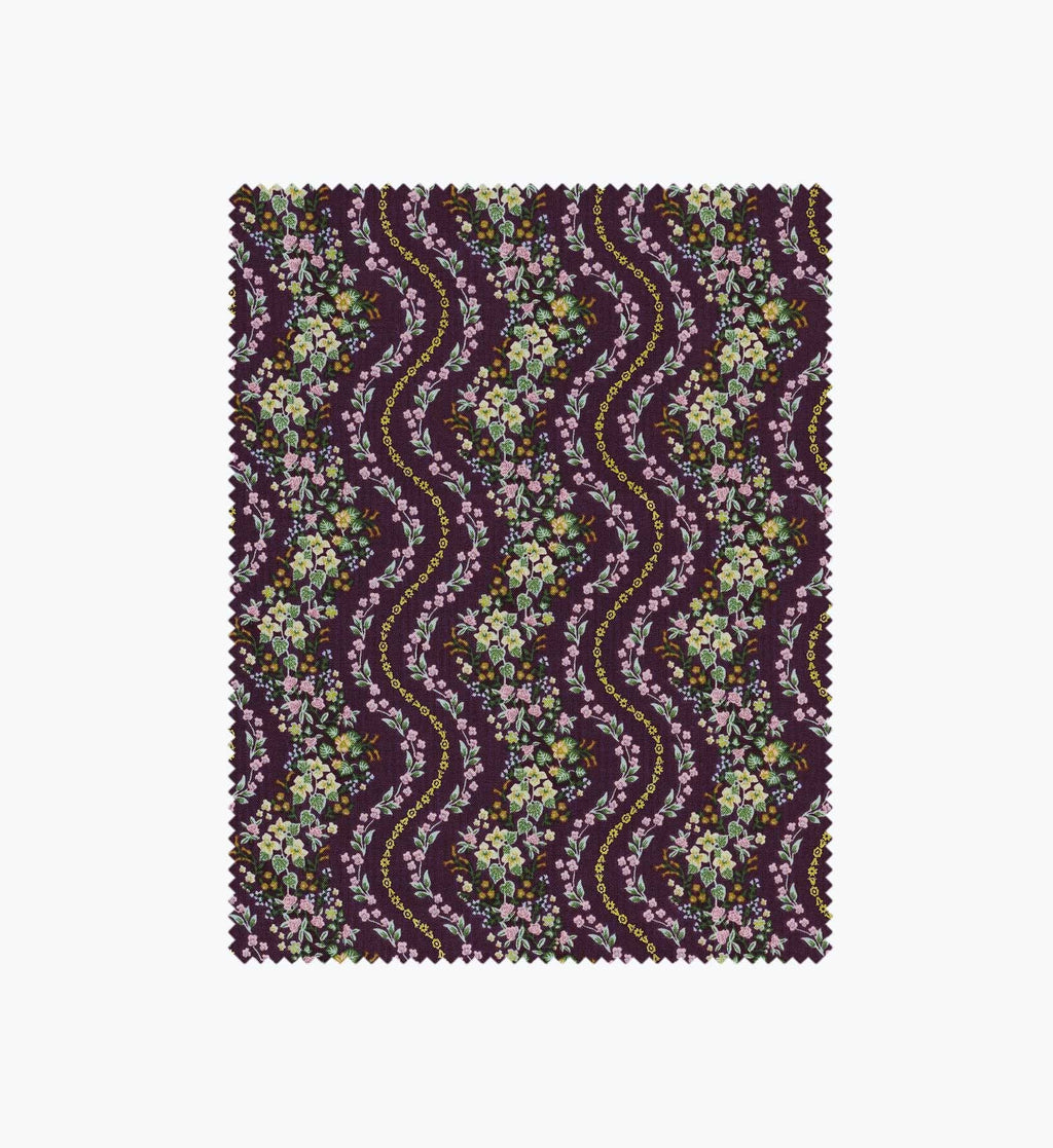 Wildwood Vines Cotton Metallic Fabric - Aubergine