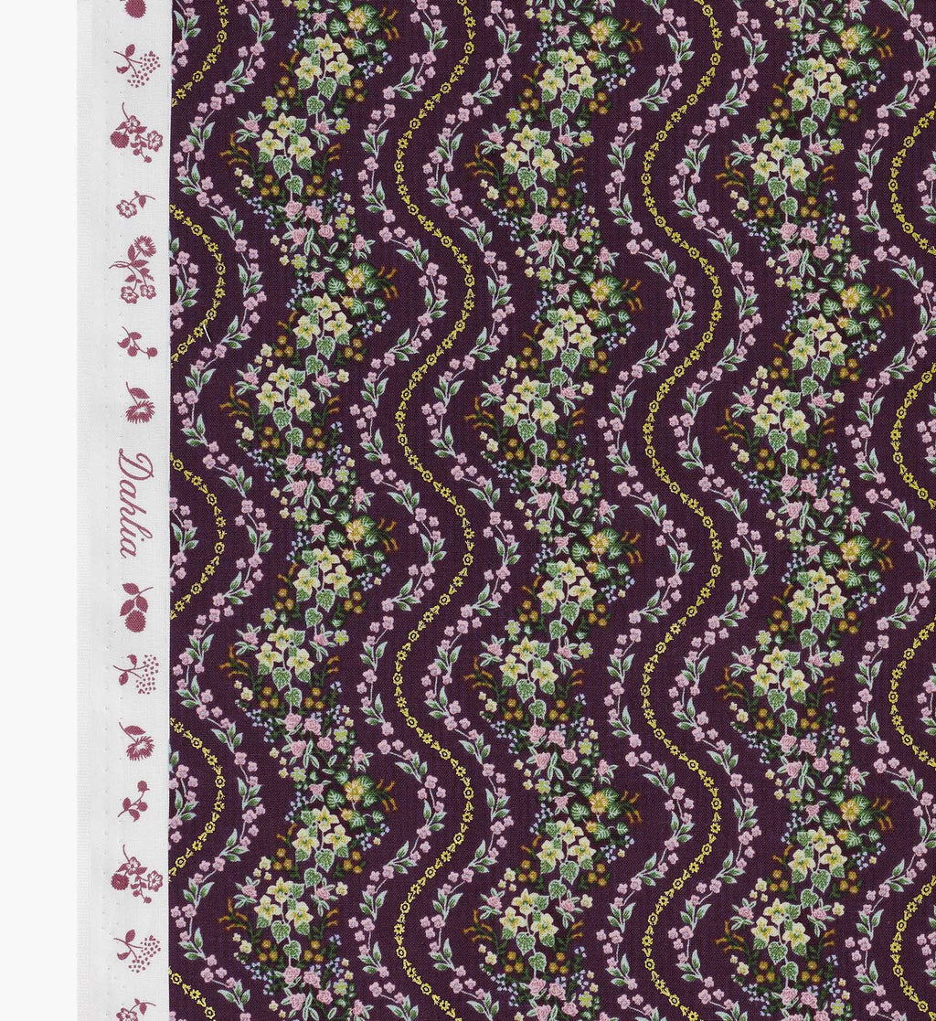Wildwood Vines Cotton Metallic Fabric - Aubergine