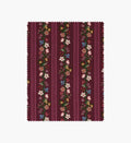 Floral Trellis Stripe Cotton Fabric - Burgundy