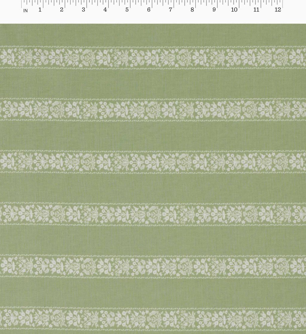 Estee Stripe Cotton Fabric - Sage