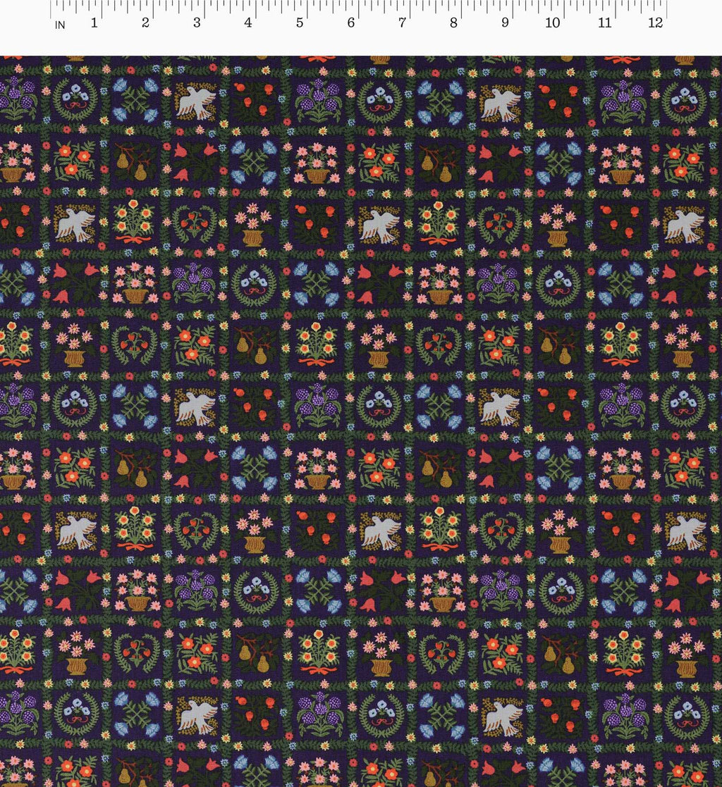 Helena Cotton Fabric - Navy