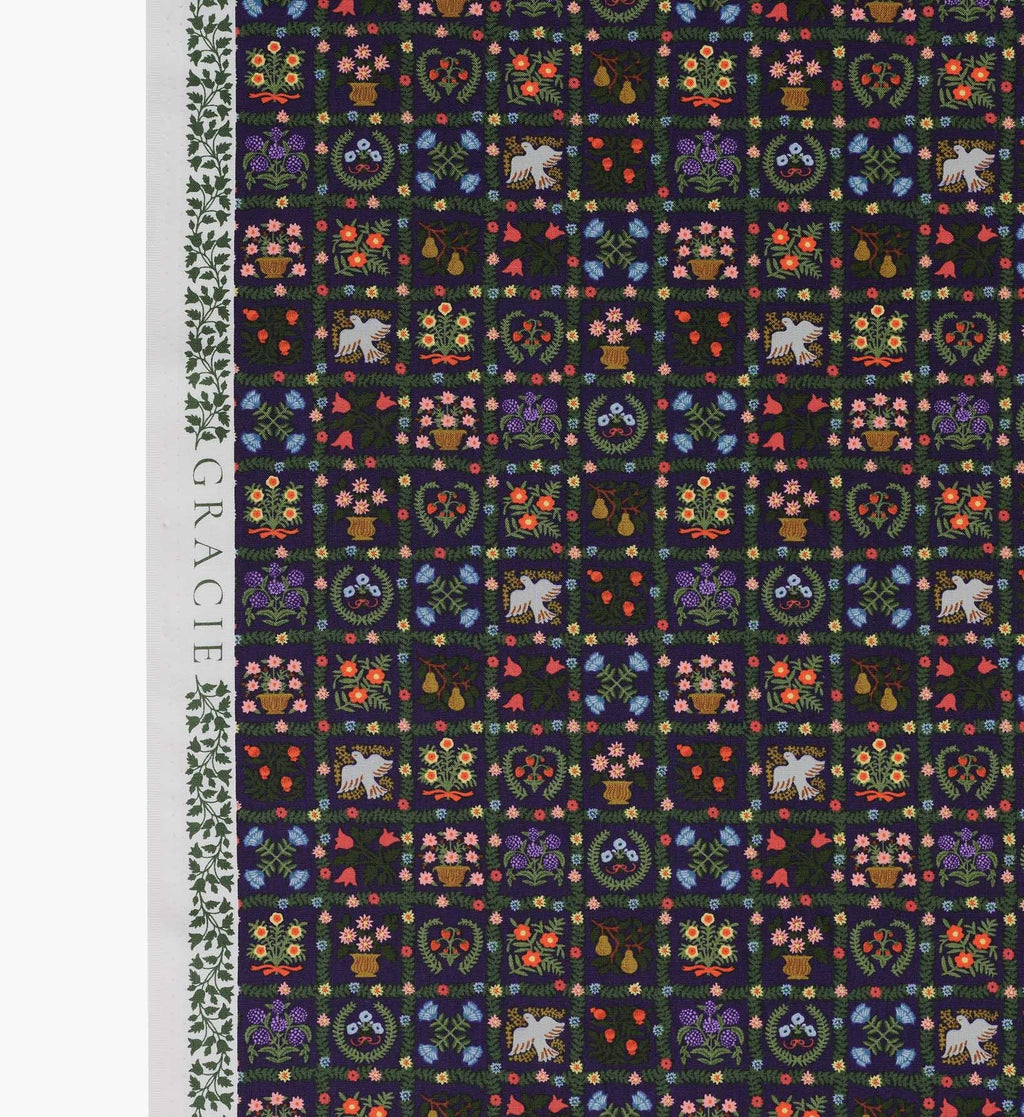 Helena Cotton Fabric - Navy