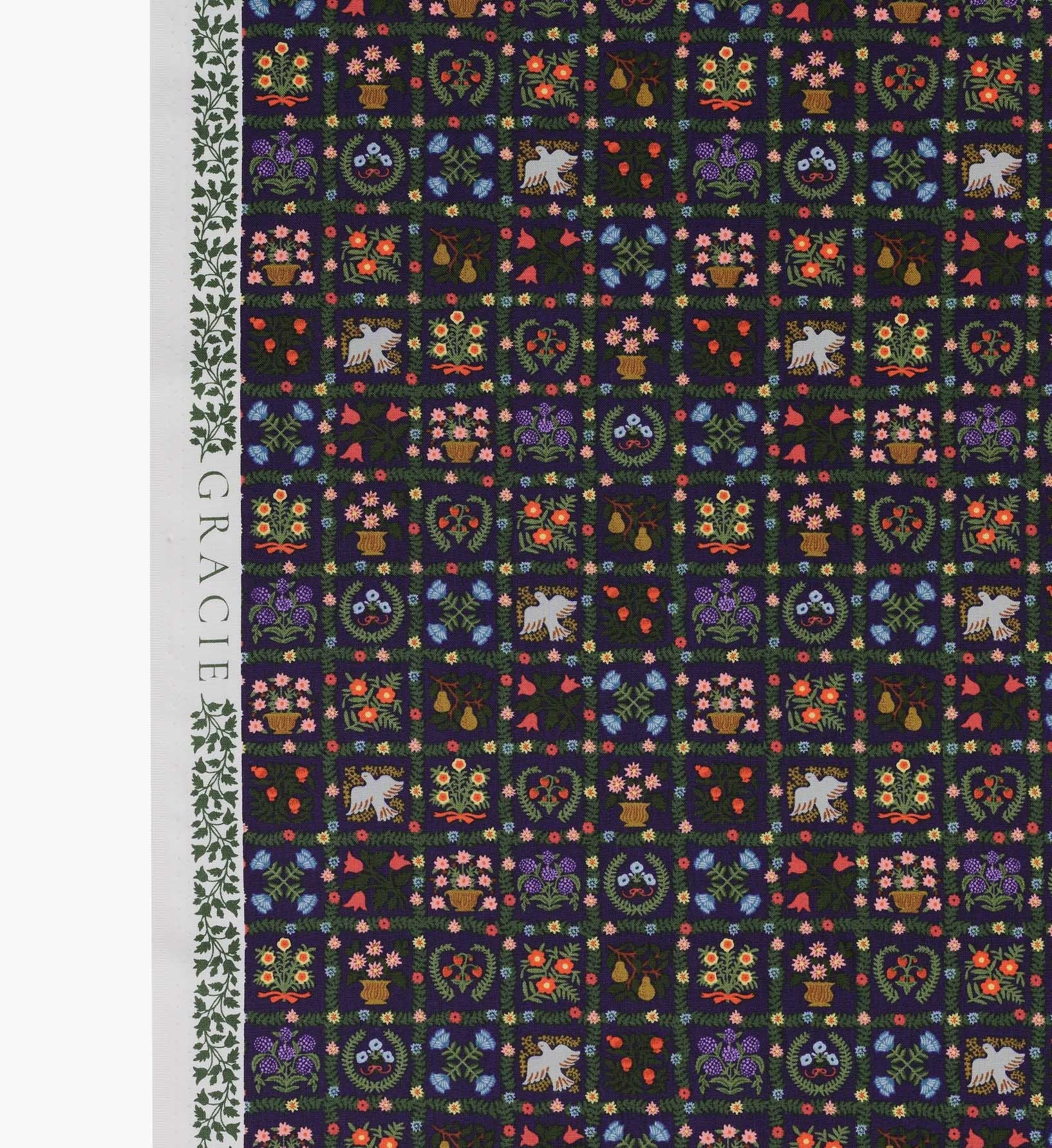 Helena Cotton Fabric - Navy