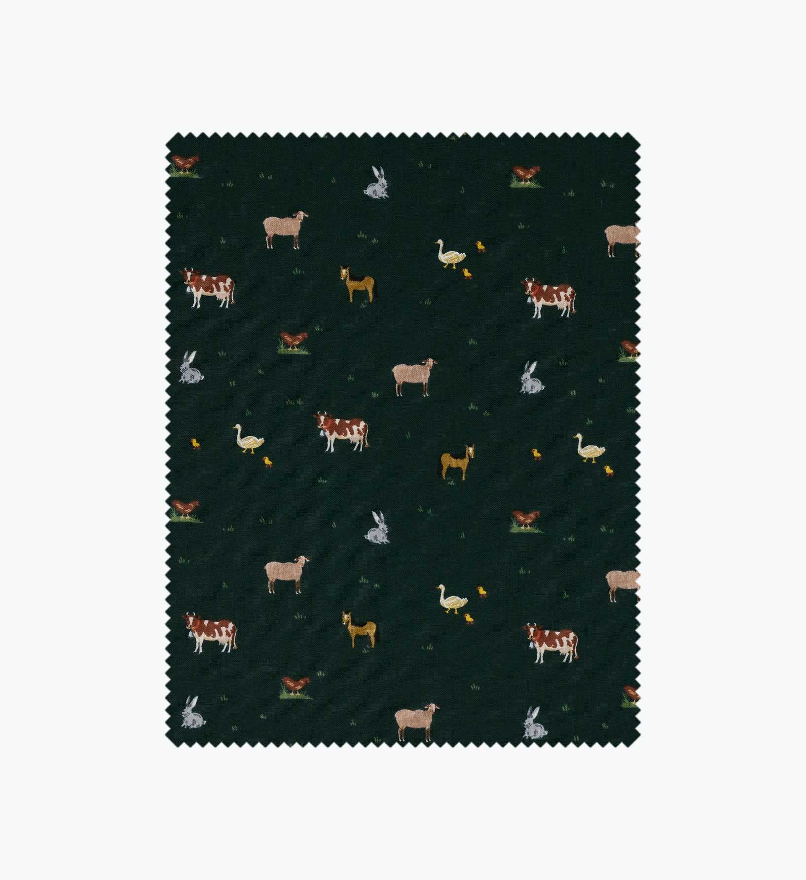 Farm Animals Cotton Fabric - Evergreen
