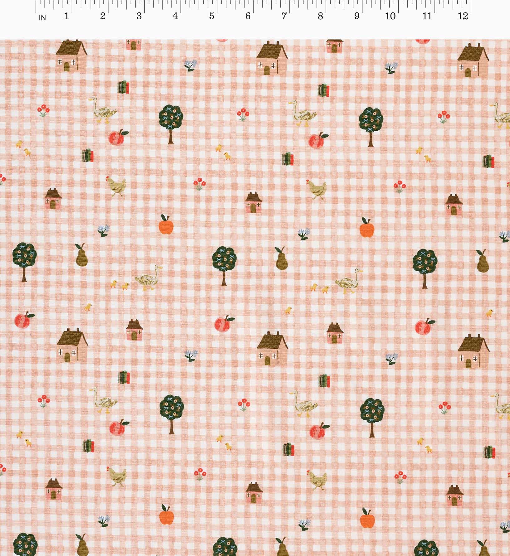 Farmhouse Gingham Cotton Fabric - Pink