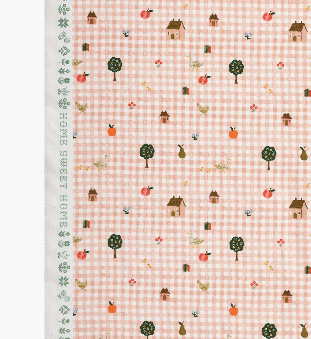 Farmhouse Gingham Cotton Fabric - Pink
