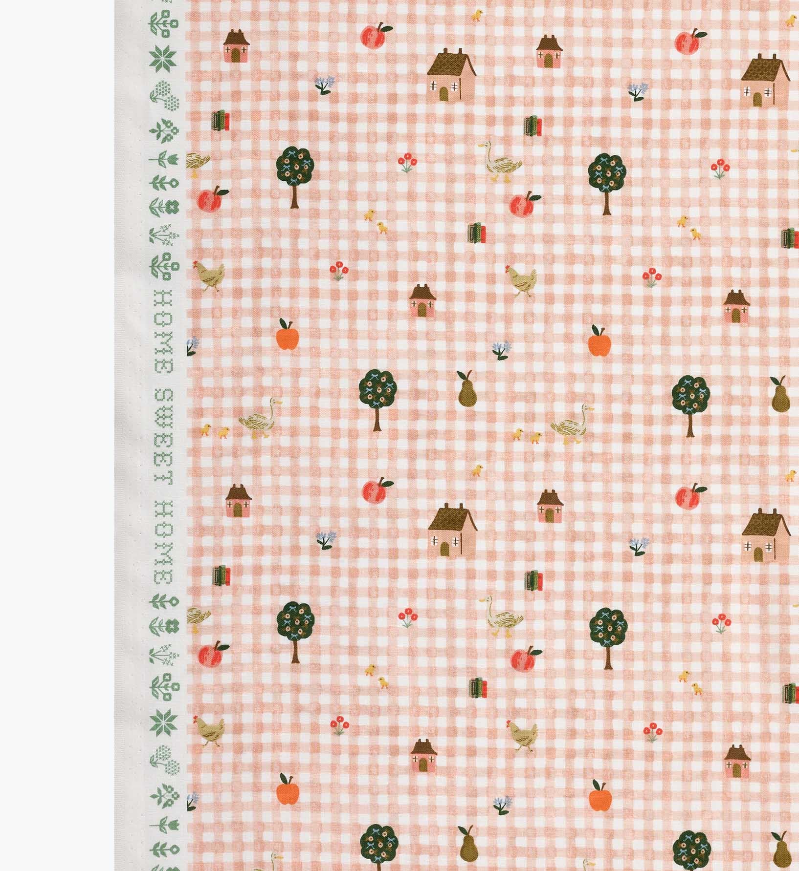 Farmhouse Gingham Cotton Fabric - Pink