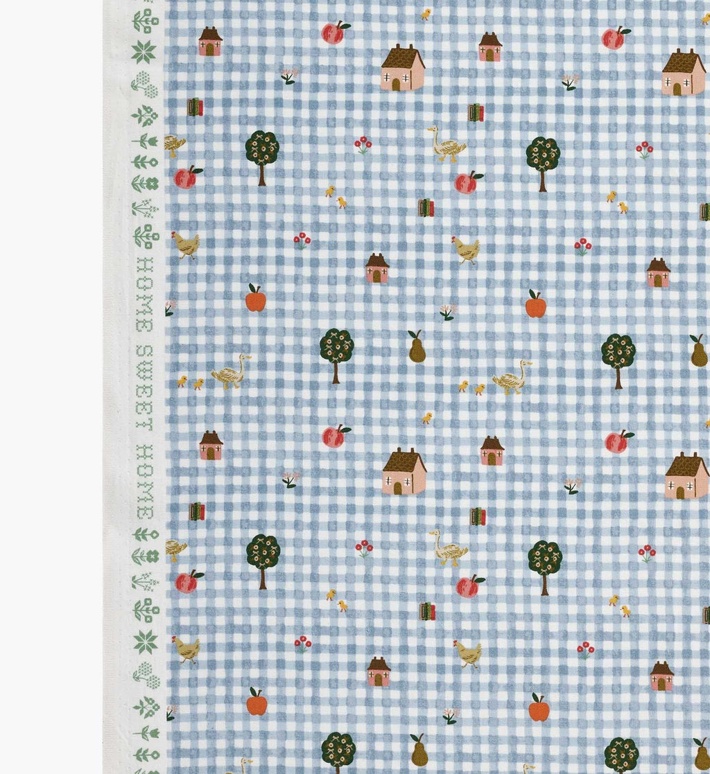 Farmhouse Gingham Cotton Fabric - Blue